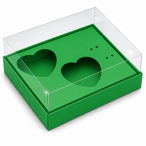 Caixa Coração de Colher 2x de 100g - Verde Bandeira - Pct com 10 unidades