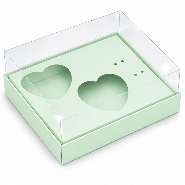 Caixa Coração de Colher 2x de 100g - Verde Claro - Pct com 10 Unidades