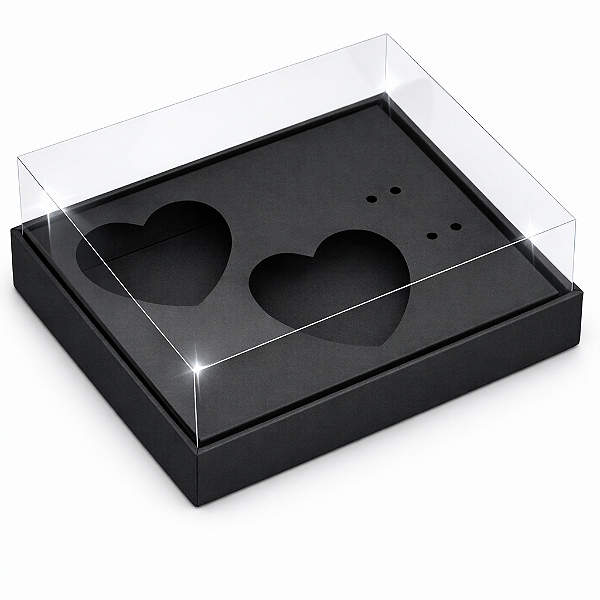 Caixa Coração de Colher 2x de 100g - Preto - Pct com 10 Unidades