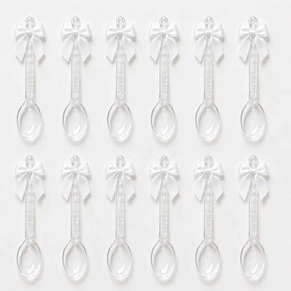Colher de café Descartável com Lacinho Branco - 12 Unidades