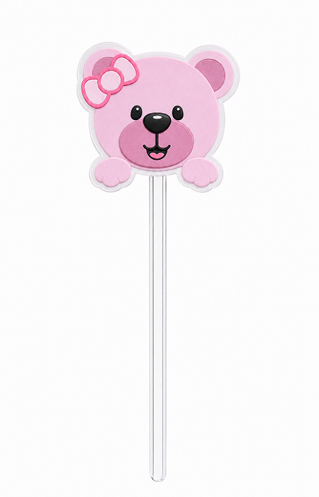 Toppers / Tags para Cupcakes Ursinha Rosa - Pct com 12 unidades