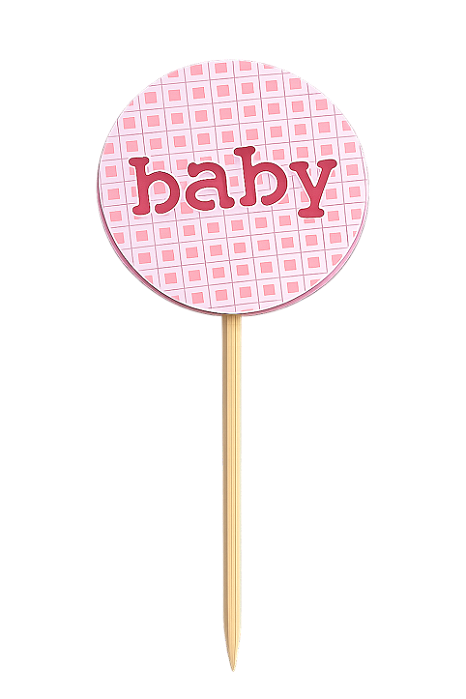 Toppers / Tags para Cupcakes Baby Rosa - Pct com 6 unidades