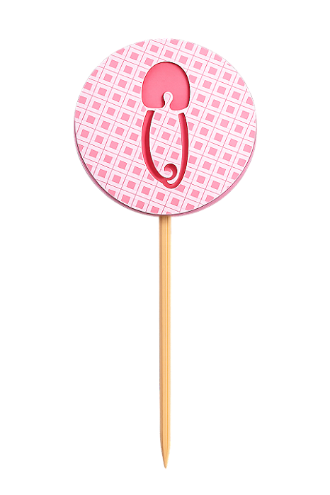 Toppers / Tags para Cupcakes Alfinete Rosa - Pct com 6 unidades