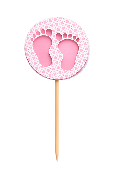 Toppers / Tags para Cupcakes Pezinhos Rosa - Pct com 6 unidades