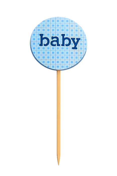 Toppers / Tags para Cupcakes Baby Azul - Pct com 6 unidades