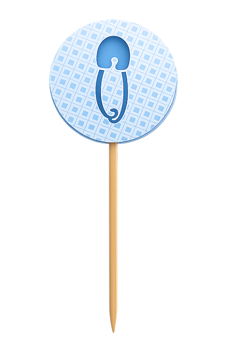 Toppers / Tags para Cupcakes Alfinete Azul - Pct com 6 unidades