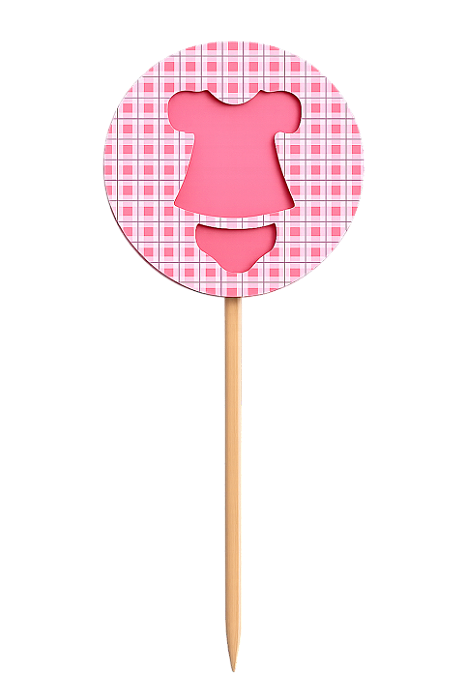 Toppers / Tags para Cupcakes Roupinha Bebê Rosa - Pct com 6 unidades