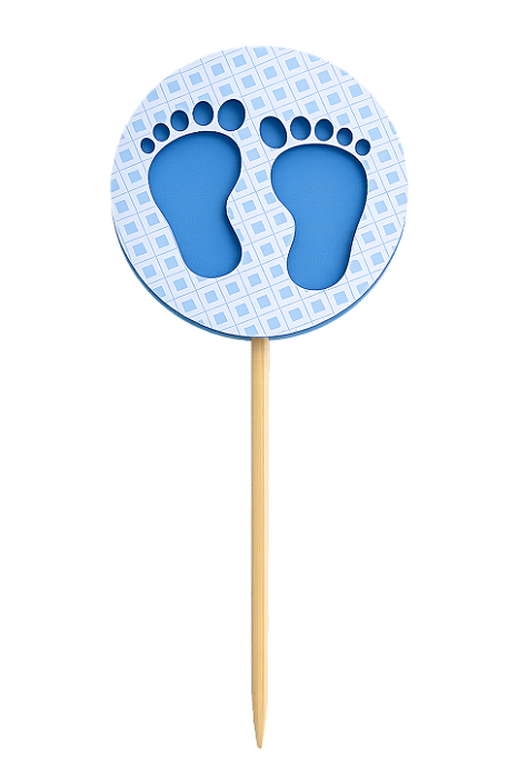Toppers / Tags para Cupcakes Pezinhos Azuis - Pct com 6 unidades