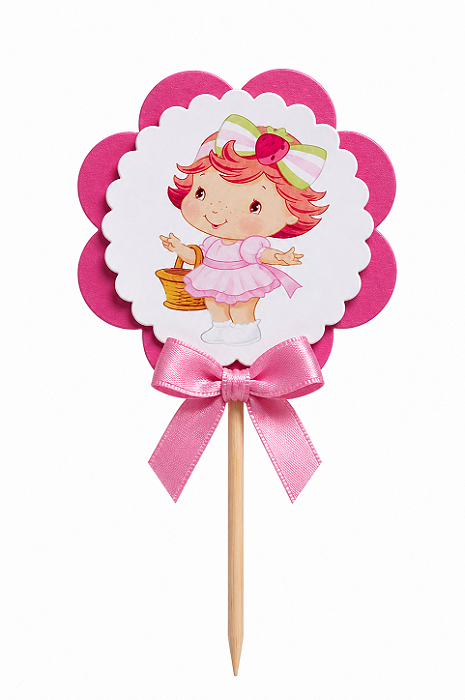 Toppers / Tags para Cupcake Moranguinho - Pct com 12 unidades