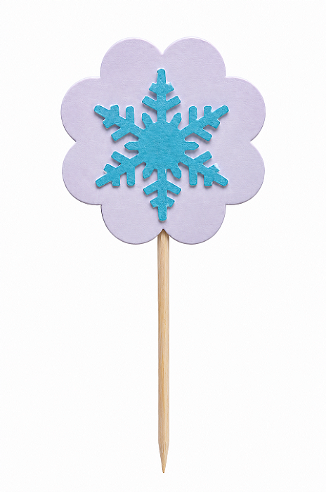 Toppers / Tags para Cupcakes Floco de Neve - Pct com 12 unidades