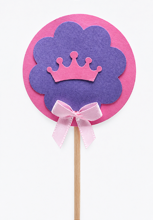 Toppers / Tags para Cupcakes Coroa Princesa Rosa - Pct com 12 unidades