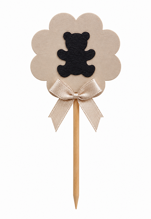 Toppers / Tags para Cupcakes Ursinho Marrom - Pct com 12 unidades