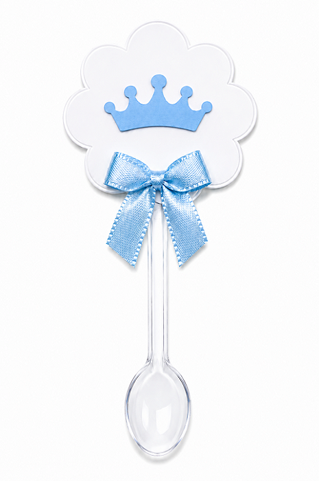 Colher com Tag Coroa Azul - Pct com 12 Unidades