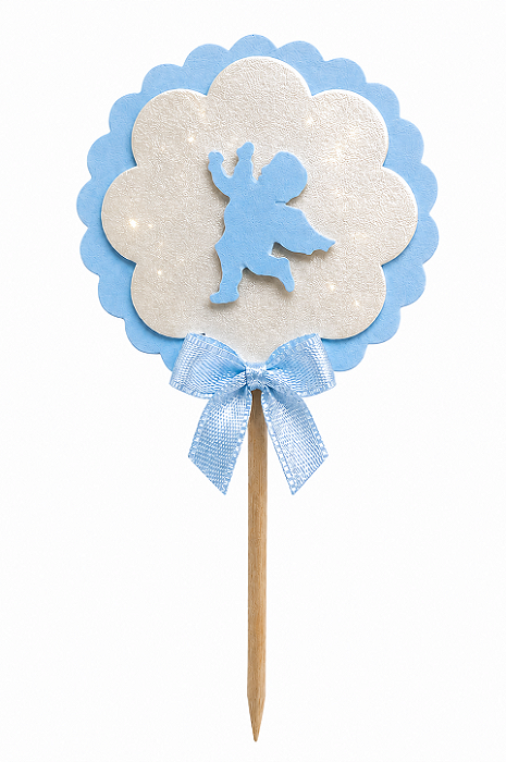 Toppers / Tags para Cupcakes Anjinho azul - Pct com 12 unidades