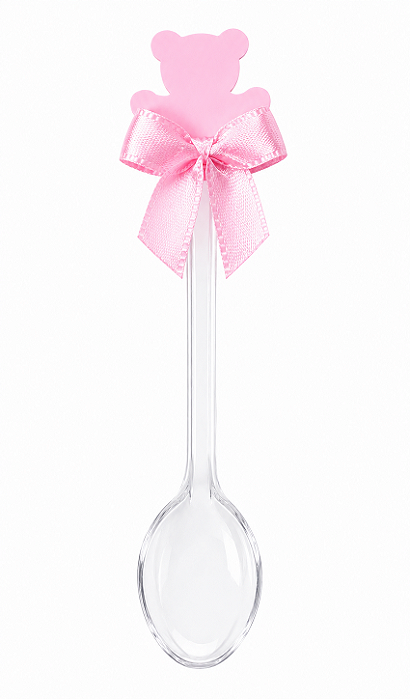Colher com Tag Ursinha Rosa - Pct com 12 Unidades