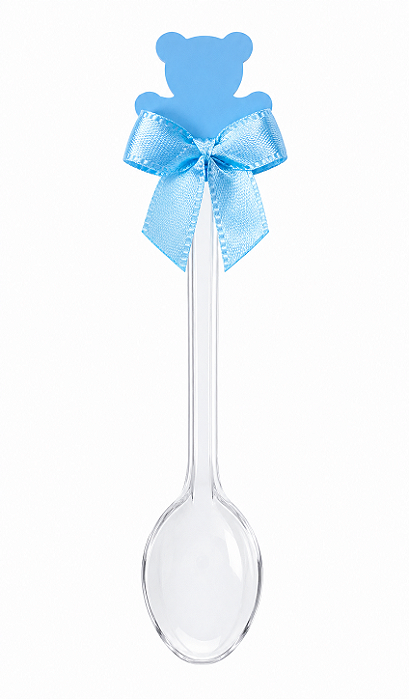 Colher com Tag Ursinho Azul - Pct com 12 Unidades