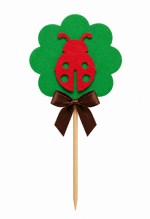 Toppers / Tags para Cupcakes Joaninha - Pct com 12 unidades