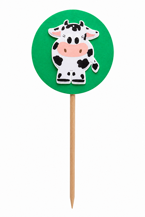 Toppers / Tags para Cupcakes Vaquinha - Pct com 12 unidades