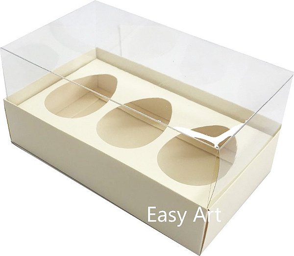 Caixa Ovo de Colher 3x 50g - Pct com 10 Unidades - Marfim
