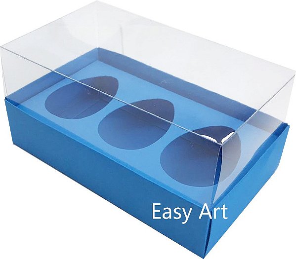 Caixa Ovo de Colher 3x 50g - Pct com 10 Unidades - Azul Turquesa