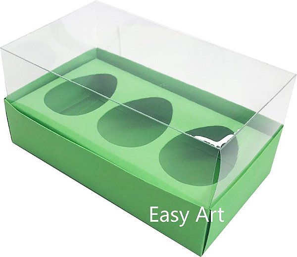 Caixa Ovo de Colher 3x 50g - Pct com 10 Unidades - Verde Pistache