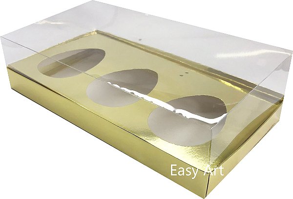 Caixa Ovo de Colher 3x 150g - Pct com 10 Unidades - Dourado