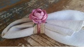 Porta Guardanapos / Flores de Tecido - Mini Rosa - Pct com 16 Unidades
