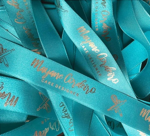 Fita De Cetim Personalizada 10mm - 50 Metros / Azul Tiffany