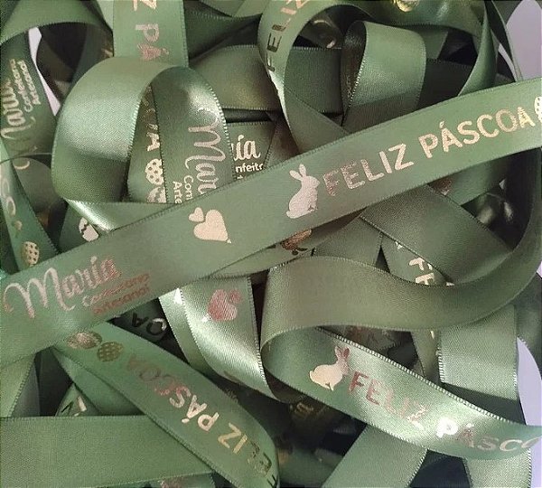 Fita De Cetim Personalizada 10mm - 50 Metros / Verde Militar
