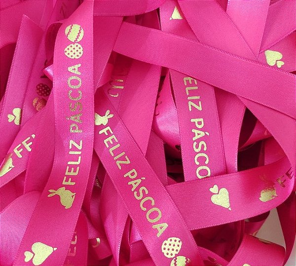 Fita De Cetim Personalizada 22mm - 50 Metros / Pink