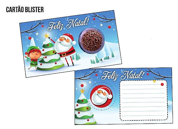 Cartão Blister para 1 Brigadeiro / Bombom - Modelo Árvore de Natal