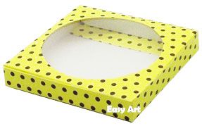 Caixa para Biscoitos / Porta Copos - Amarelo com Poás Marrom - Pct com 10 Unidades