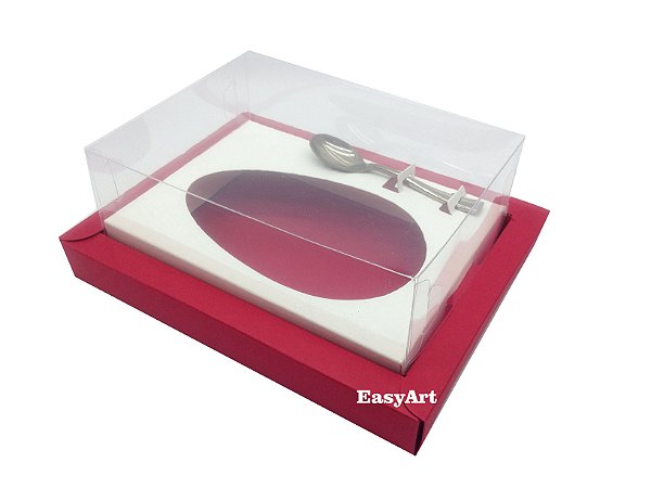 Caixa para Ovos de Colher 500g Vermelho / Branco - Pct com 10 Unidades