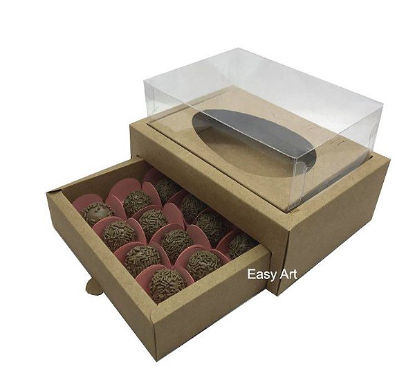 Caixa Ovo de Colher 250g - Gaveta para 12 Brigadeiros - Pct com 10 Unidades