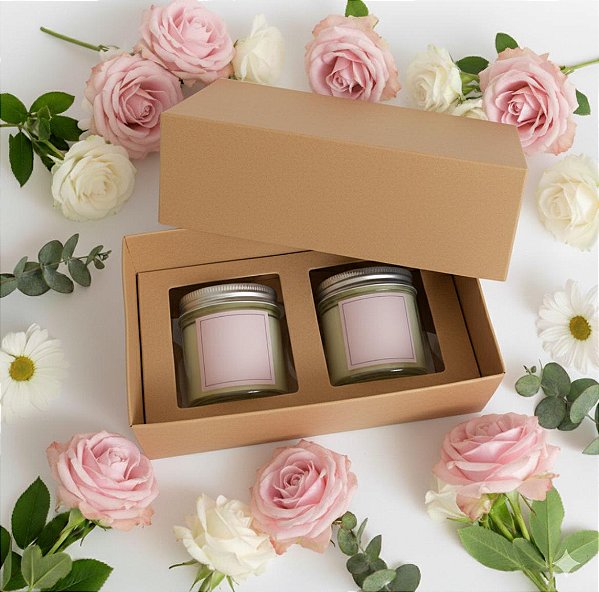 Caixas para Kit 02 Mini Velas Pote Geleinha Presentes Embalagens 40ml