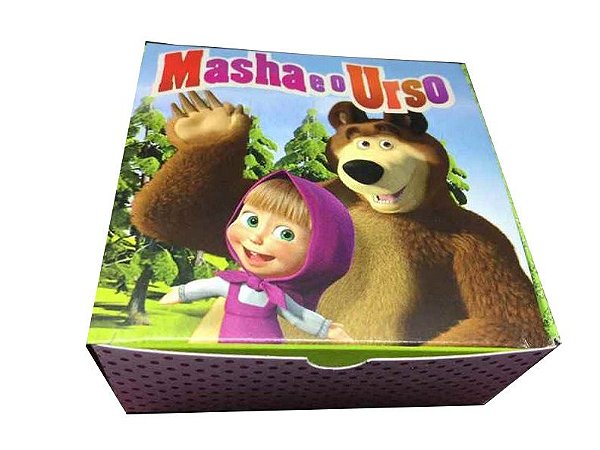 Caixa Masha e o Urso / 04 Brigadeiros - 8x8x3,5