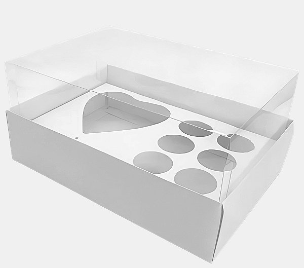 Caixa para Coração de Colher + 6 Brigadeiros - Pct com 10 Unidades