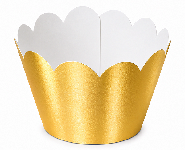 50 Wrapper para cupcakes 5,5x3,5x4,5 - Dourado Brilhante