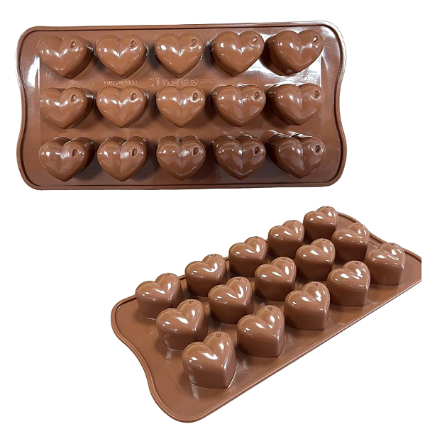 Formas de Silicone para Bombons Coração - 21x10,5x2