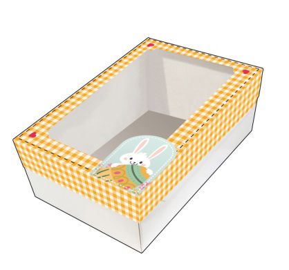 Caixa para Ovos de Colher Xadrez Laranja - Berço Ajustável - 20x13x7