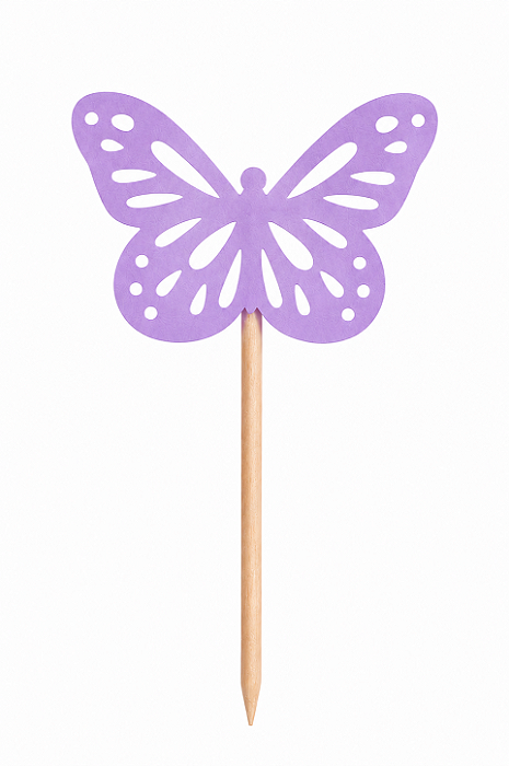 Toppers / Tags para Cupcakes Borboleta Lilás - Pct com 12 unidades