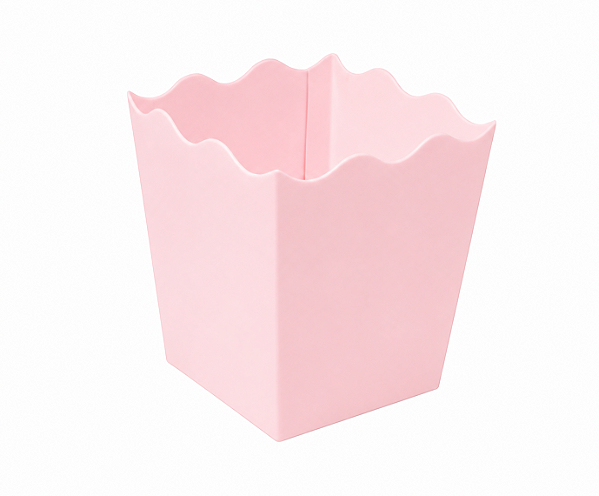 Mini Cachepô / Caixa para Pipoca Rosa Claro 5x5x7 - Pct com 10 Unidades