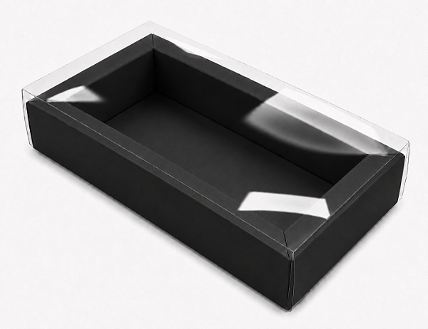 Caixa para 8 Macarons Deitados / Tampa Transparente - Pct com 10 Unidades
