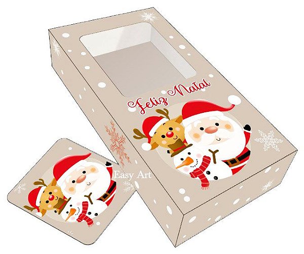 Caixa para Barras de Chocolate de 300g com Tag - Noel e Turminha