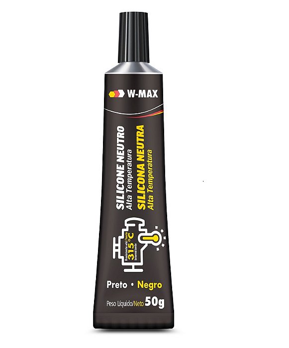 Silicone Neutro de Alta Temperatura Preto W-Max 50g