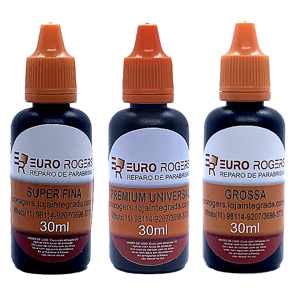 Resinas UV Super fina Premium Universal Grossa 30ml Kit 03 unidades