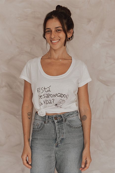 Camiseta Baby Look em Malha PET Reciclada - Desapontado