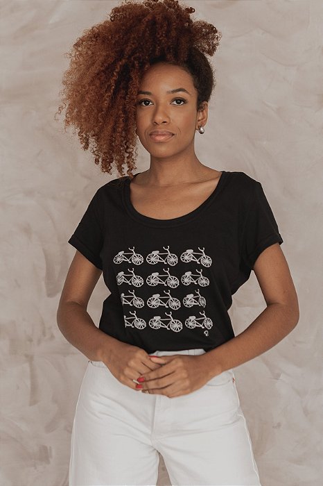 Camiseta Baby Look em Malha PET Reciclada - Bikes