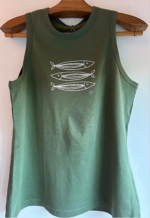 Regata Feminina em malha PET Reciclada - Trio Sardinhas