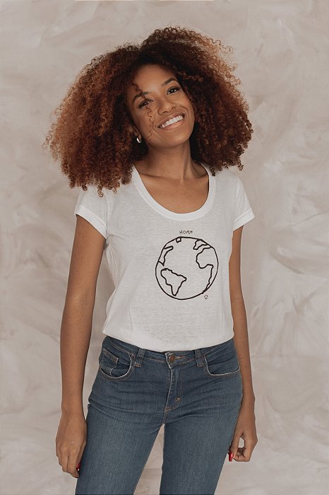 Camiseta Baby Look em Malha PET Reciclada - Home